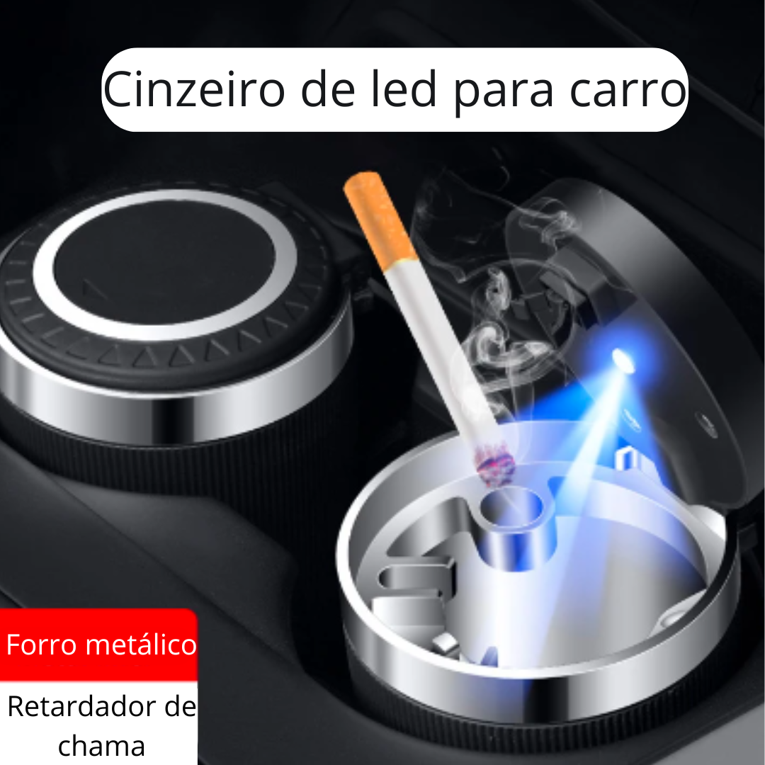Cinzeiro automotivo com tampa e led