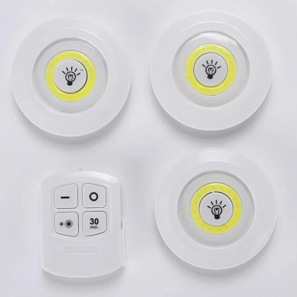 Kit 3 Luminária Lâmpada Led Spot Sem Fio Controle Remoto