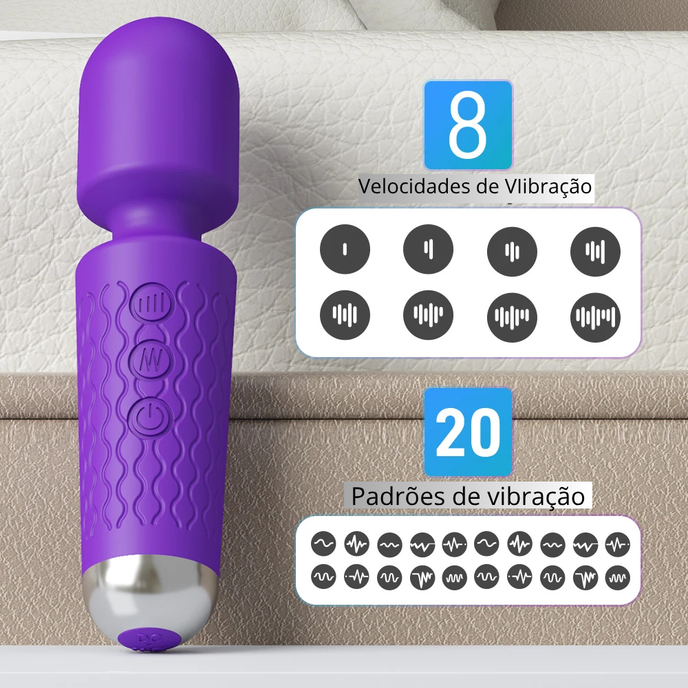 Massageador Varinha Profissional 20 Velocidades Portátil Usb