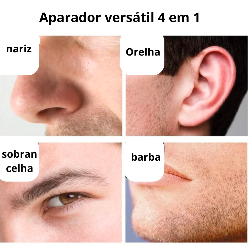 Máquina recarregável de depilação de nariz e orelha aparador de barba depilação de sobrancelha e nariz 4 em 1