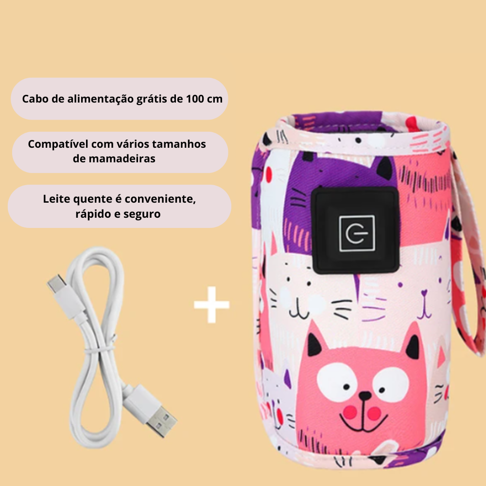 Aquecedor de mamadeira portátil - carregamento USB