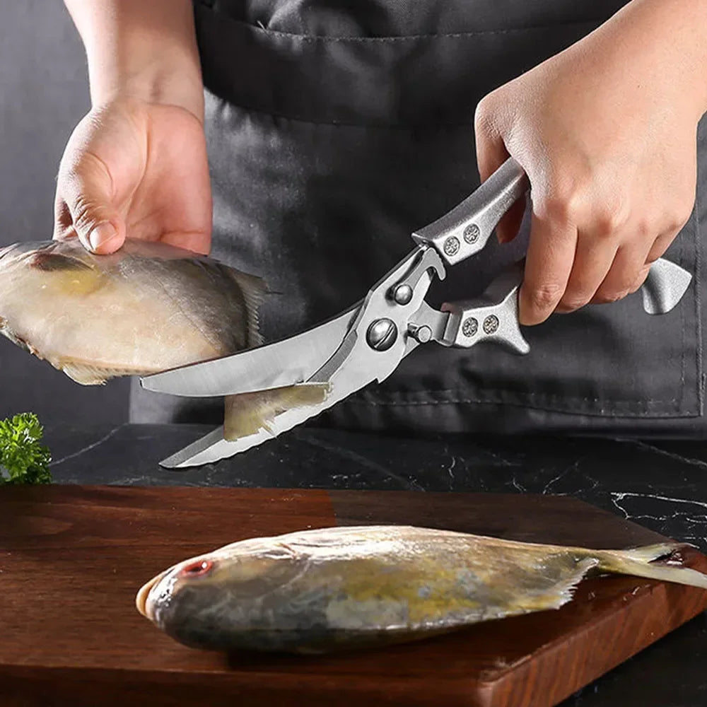Tesoura de Cozinha Trinchante Multiúso em Aço Inoxidável