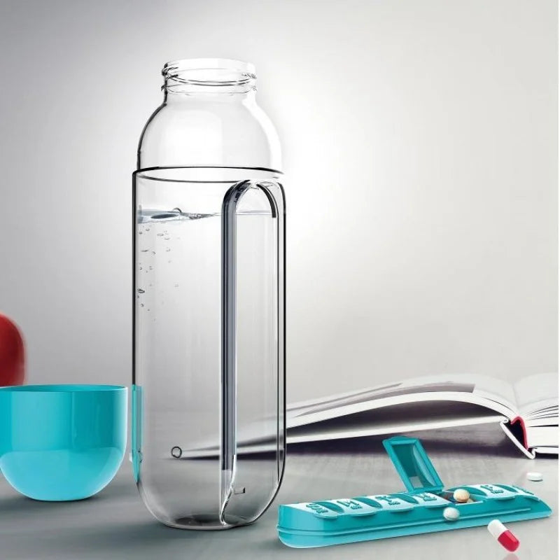 Garaffa de água squeeze 600ml com porta comprimido