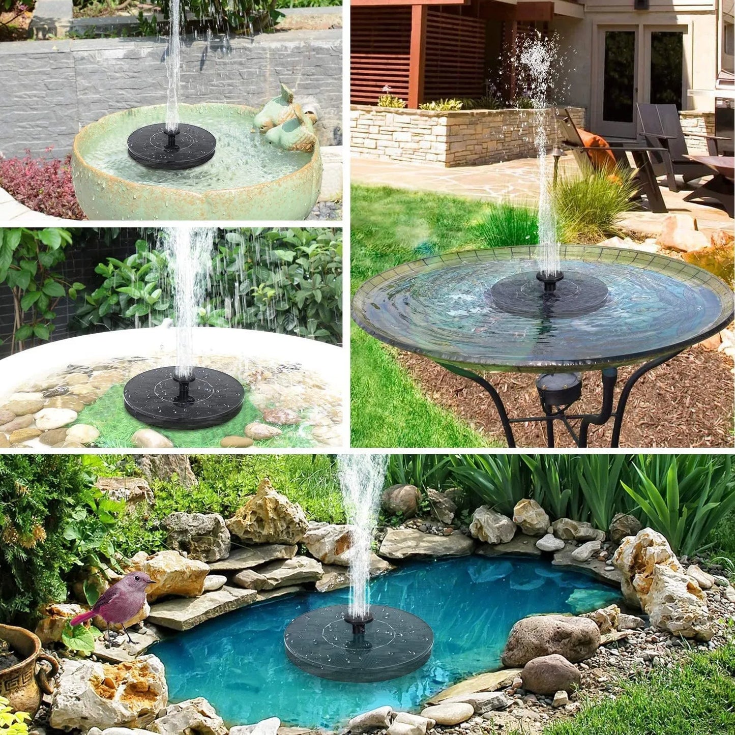 Fonte para Pássaros com Painel Solar - Decoração para Jardim