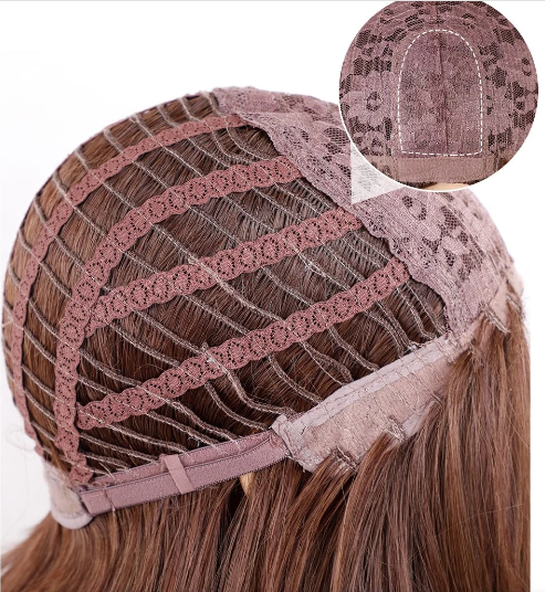 Peruca lace cabelo médio ondulado com franja