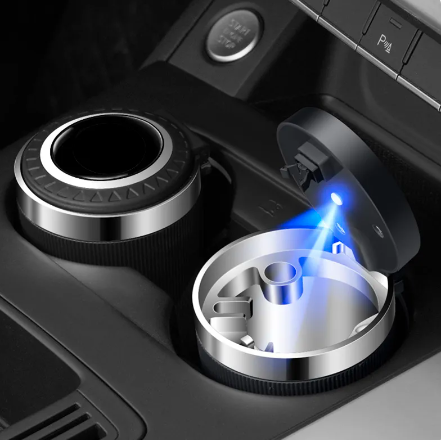 Cinzeiro automotivo com tampa e led