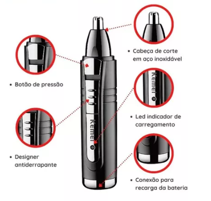 Máquina recarregável de depilação de nariz e orelha aparador de barba depilação de sobrancelha e nariz 4 em 1