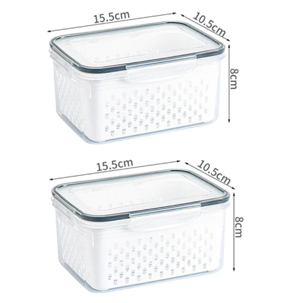 Caixa Organizadora para Geladeira com Cesta de Drenagem - Ideal para Frutas, Legumes e Despensa