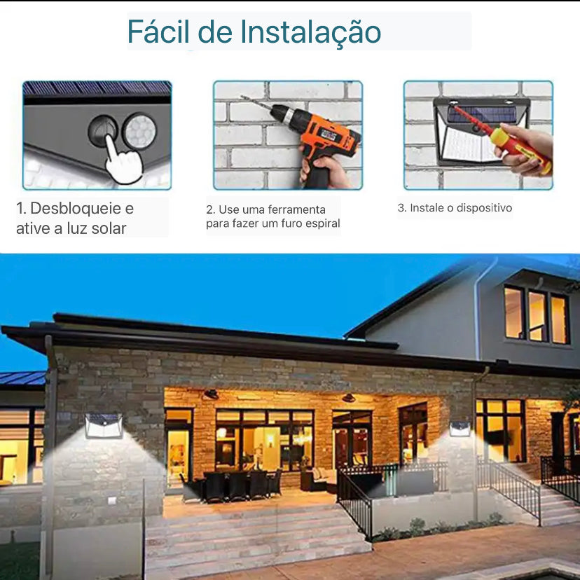 Luminária De Led Solar À Prova D'água Com Sensor De Movimento | Frete Grátis