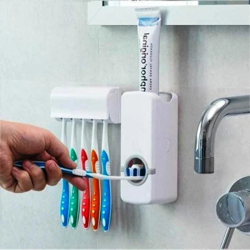 Dispensador de creme dental e suporte para 5 escovas