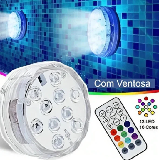 Luminárias de Piscina RGB - Kit Sem Fio Com Controle Remoto