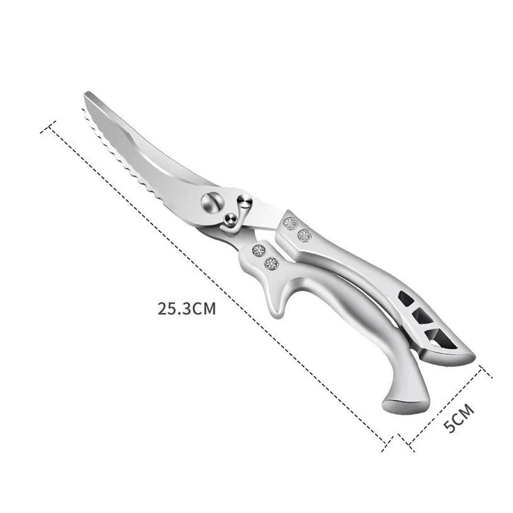 Tesoura de Cozinha Trinchante Multiúso em Aço Inoxidável