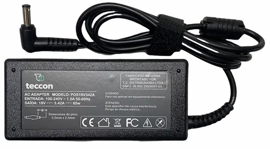 FONTE CARREGADOR NOTEBOOK POSITIVO ASUS 19V 3.42A 5.5X2.5MM 65W